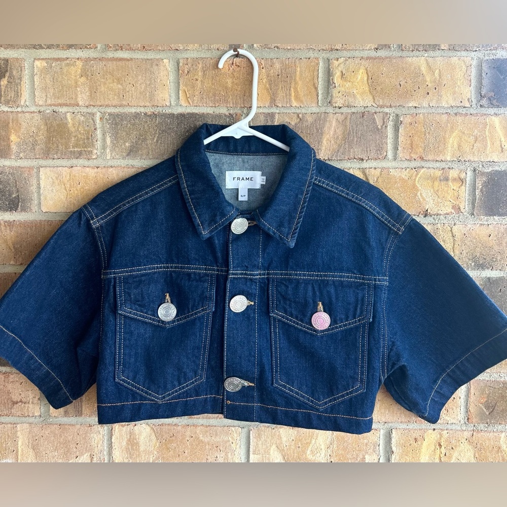 Frame Denim Women Short Sleeve Crop Jacket Size Small